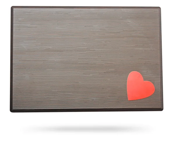Rotes Herz auf Holzhintergrund mit Kopierraum für Ihren Text — Stockfoto