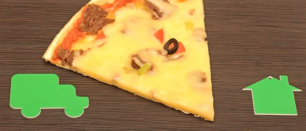 Teslimat van pizza ile hızlı simgesi — Stok fotoğraf