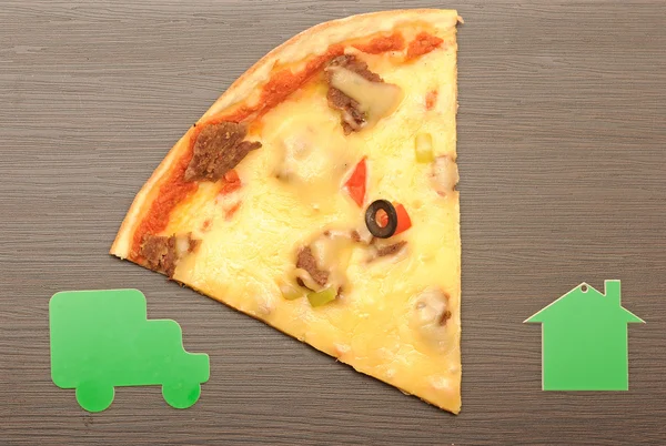 Pizza arabasıyla teslim — Stok fotoğraf