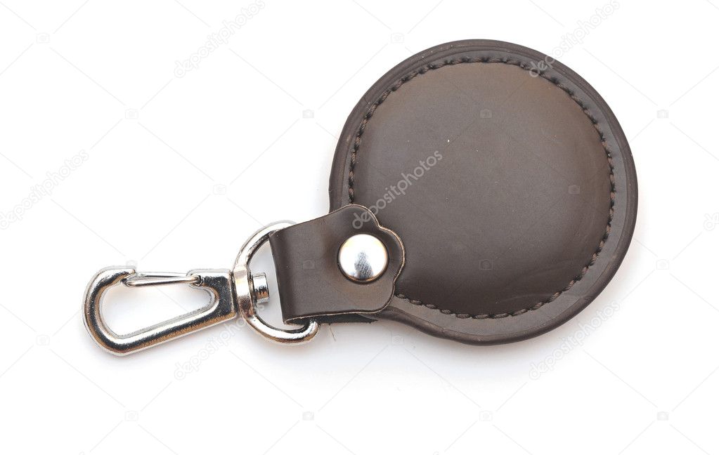 Leather key chain isolated on white background