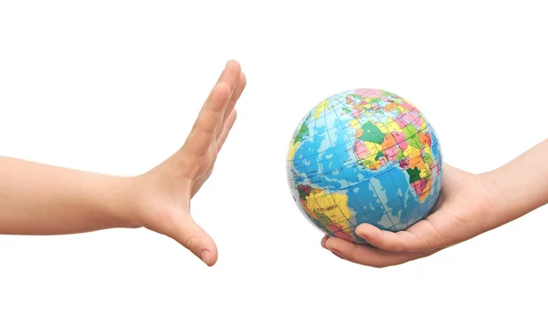 The globe in children's hands. — Stock Photo, Image
