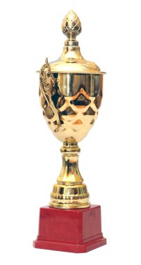 Altın Kupa üzerinde beyaz izole