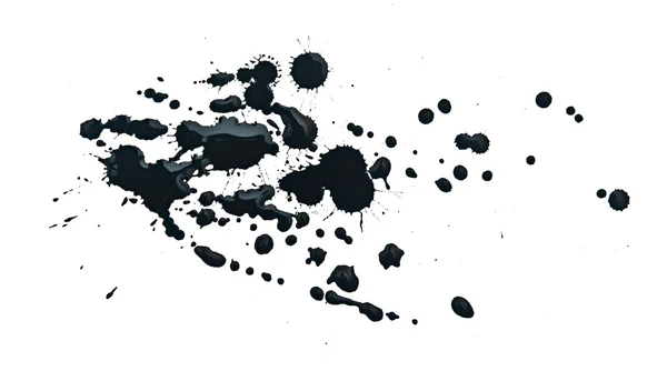 Projeto de respingo de tinta preta no fundo branco — Fotografia de Stock