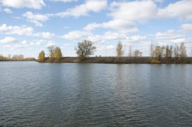güzel doğa sonbahar. vahşi manzara nehir ile