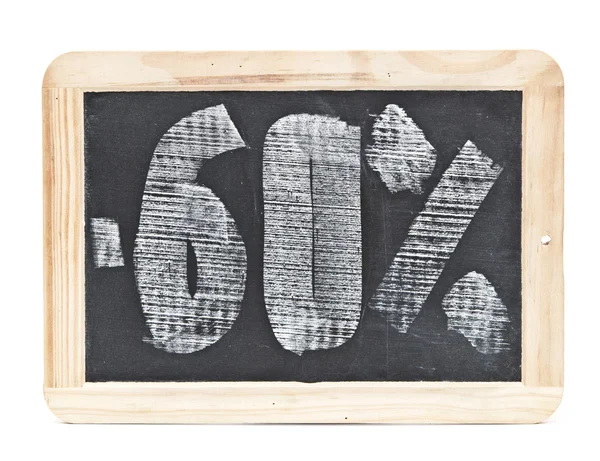 Sixty percent discount written on blackboard — Stock Photo, Image