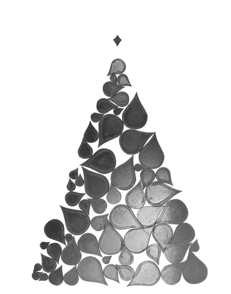 Christmas tree handmade from black drops elements — Stock Photo, Image