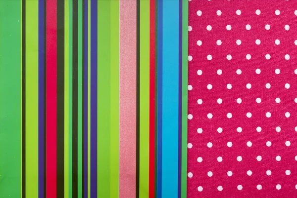 Colorful stripe border red polka dot fabric — Stock Photo, Image