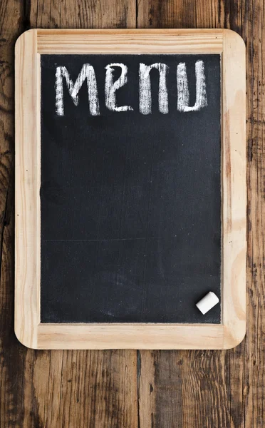 Menu title written with chalk on blackboard — Stock Photo, Image