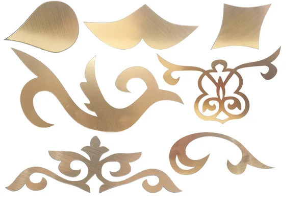 Golden collection of carved decorative elements — Stock Photo, Image