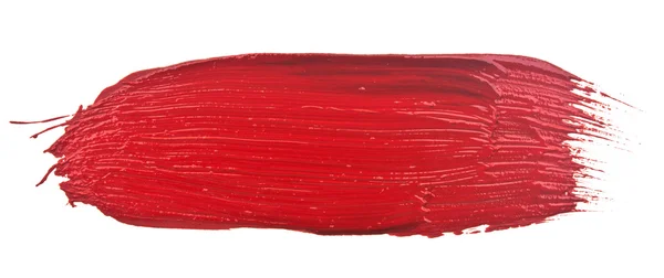 Red stroke of the paint brush isolated on white — Stock Photo, Image