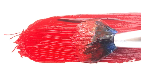 Kırmızı beyaz boya fırça ile boyama — Stok fotoğraf