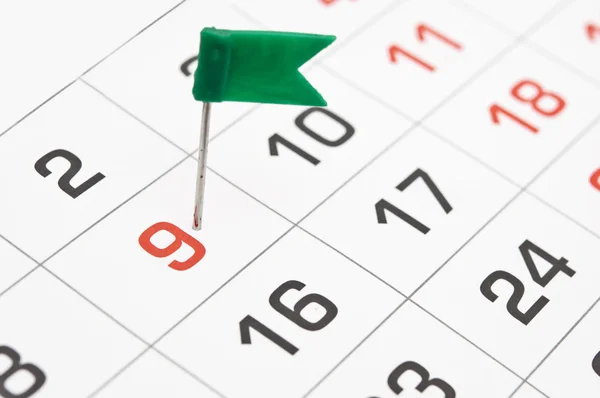 Afspraken die zijn gemarkeerd op de kalender op 9. — Stockfoto