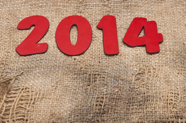 Yeni yıl 2014 tarihinde eski çuval bezi — Stok fotoğraf