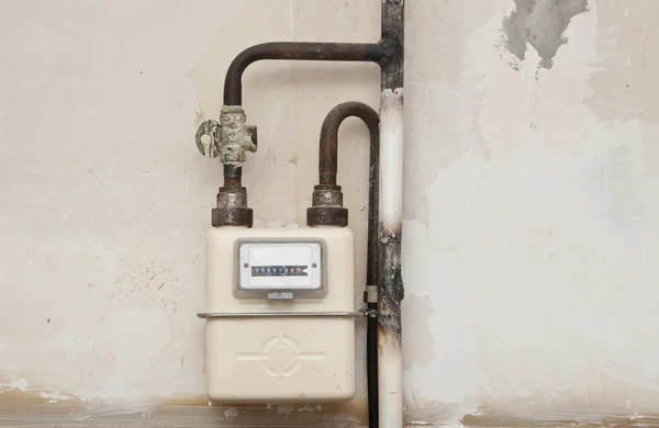 Gas meter in a house under renewal — Stock Photo, Image