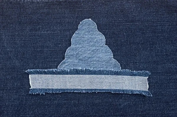 Fundo de natal: textura de jeans com forma árvore de Natal . — Fotografia de Stock