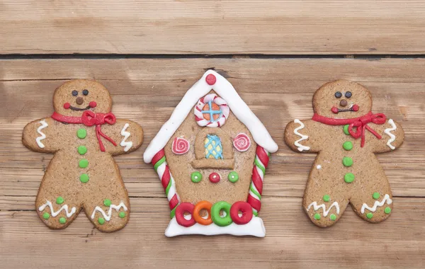 Christmas gingerbread cookies on wooden board — Stock Photo, Image