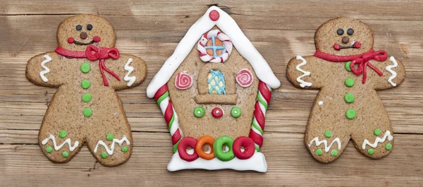 Christmas gingerbread cookies on wooden board — Stock Photo, Image