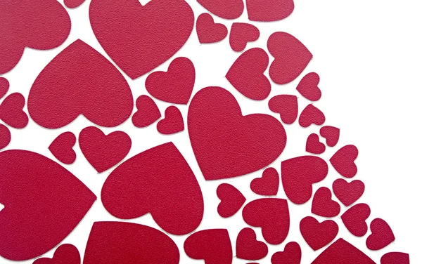 Kırmızı kalpler beyaz üzerine — Stok fotoğraf