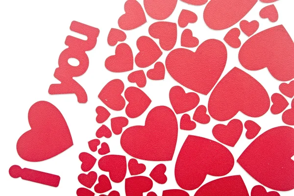 Κόκκινες καρδιές σε λευκό. έννοια της αγάπης — Φωτογραφία Αρχείου
