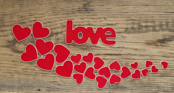 Word love with heart shaped valentines day holiday background wi — Stock Photo, Image