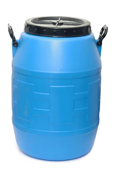 Blue plastic barrel isolated on white — Stock Photo, Image