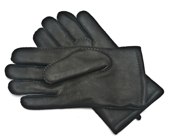 双男式黑色皮革手套隔离在白色背景上 — 图库照片