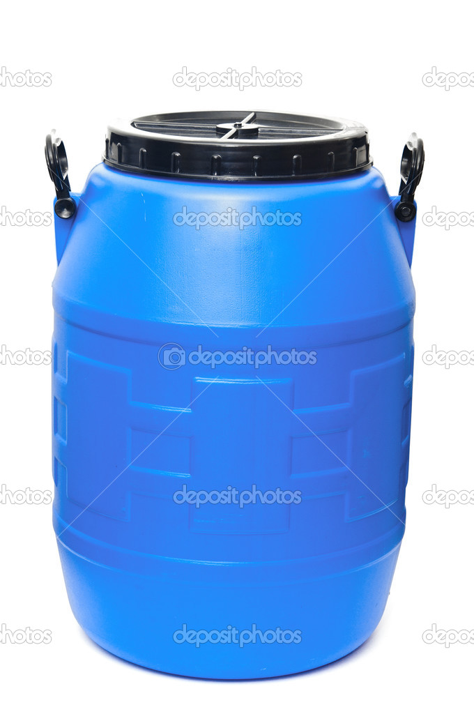Blue plastic barrel isolated on white Stock Photo by ©inxti74 42036509