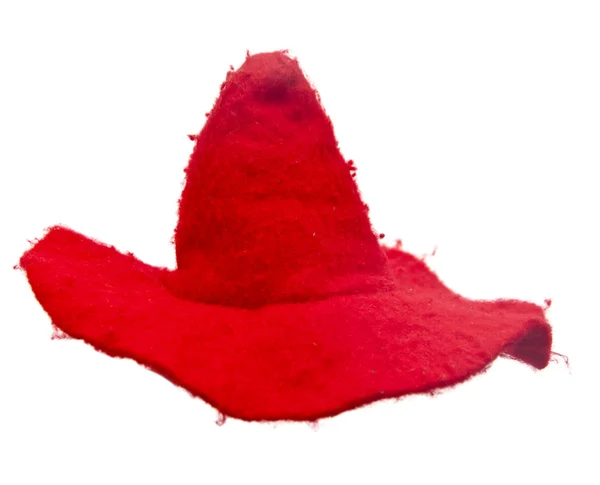 Sombrero rojo puntiagudo de mago o bruja aislado en el fondo blanco —  Fotos de Stock