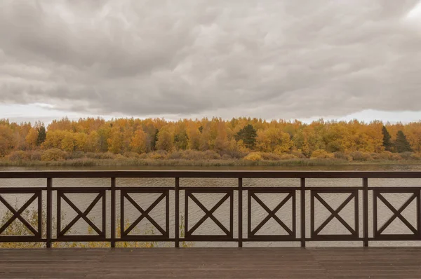 Beau Paysage Automne Avec Lac — Photo