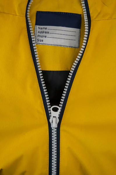 Λεπτομέρεια Κλειδώματος Φερμουάρ Στο Σακάκι Κλείσιμο Στιγμιότυπου Τοπικής Εστίασης — Φωτογραφία Αρχείου