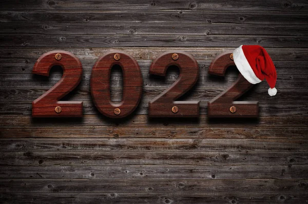 2022 Frohes Neues Jahr Saisonalen Hintergrund Mit Echtholz Hintergrund Altes — Stockfoto