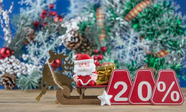 Vânzări Mari Douăzeci Procente Decorațiuni Crăciun Fundal Vechi Scândură Hambar — Fotografie, imagine de stoc