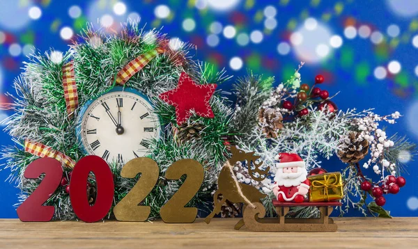 Kerstkaart Kerstavond Vijf Minuten Voor Middernacht Vakantie Concept Kopieerruimte — Stockfoto
