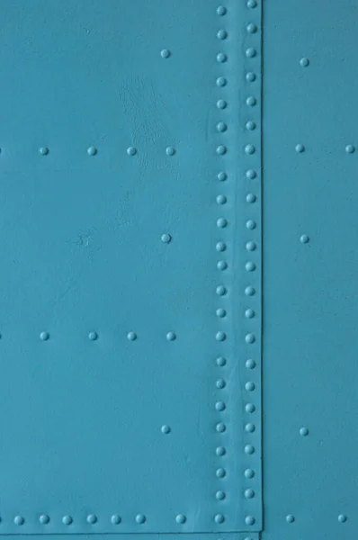 Vintage Metal Covering White Blue Paint Skin Rivet Copy Space — Stock Photo, Image