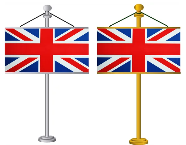 英国旗银和金国旗上的站立的插图 — 图库照片