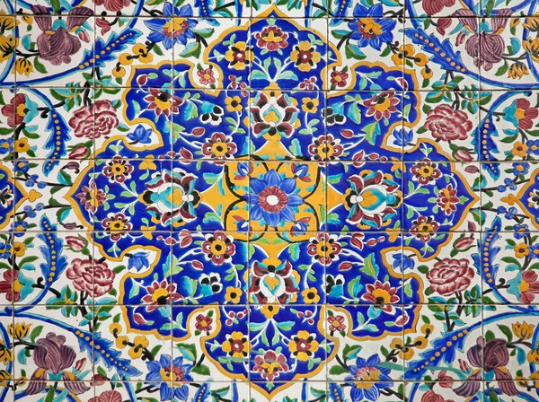 Colorful Flower Design Painted on Tiles — 스톡 사진