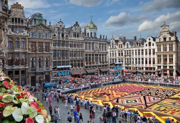 Flower Carpet in Grand Place of Brussels — Stock Photo, Image