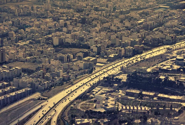 Letecký pohled na hlavní silnici v Teheránu — Stock fotografie