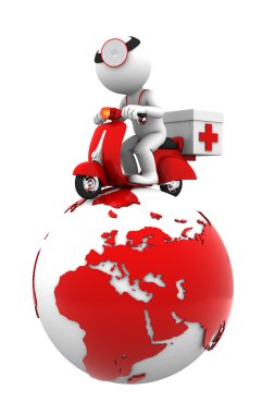 Global emergency service. Isolated clipart