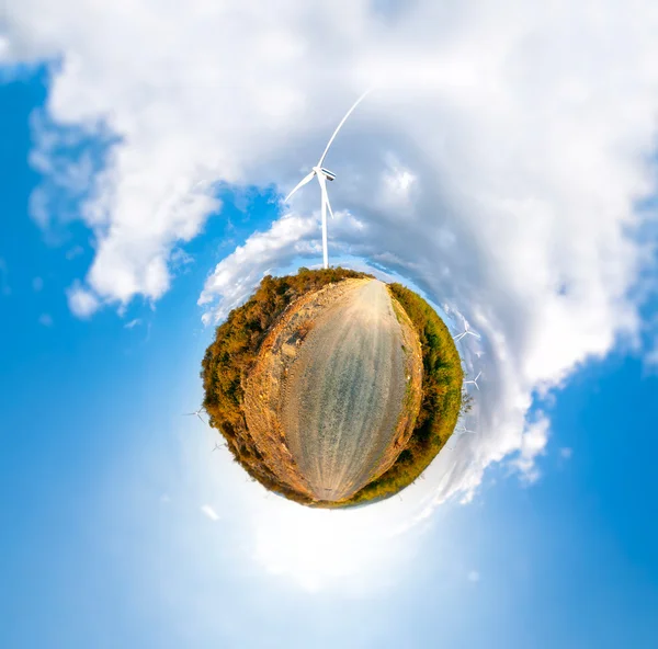 Little planet with wind turbines — Stock Photo, Image