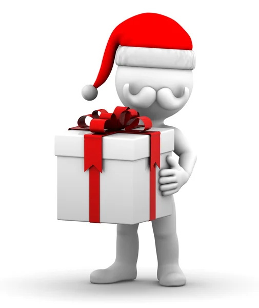 Feliz Natal Santa com caixa de presente — Fotografia de Stock