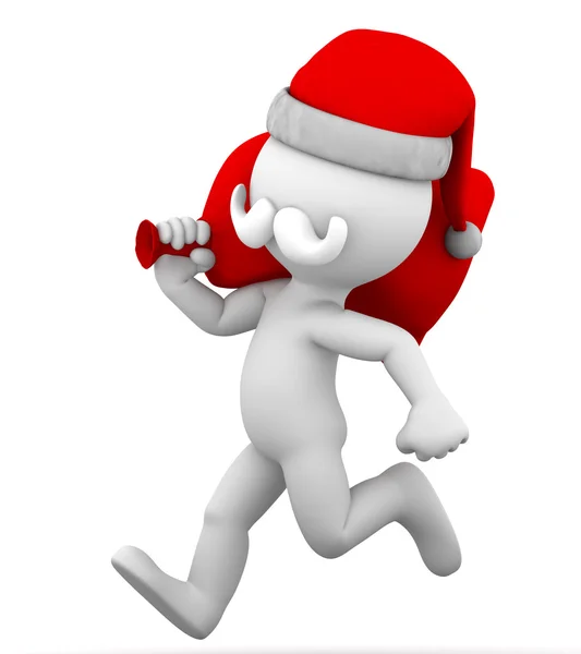 Weihnachtsmann läuft mit Tasche voller Geschenke — Stockfoto
