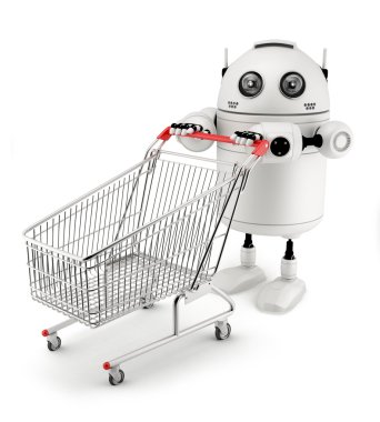 alışveriş sepeti ile robot