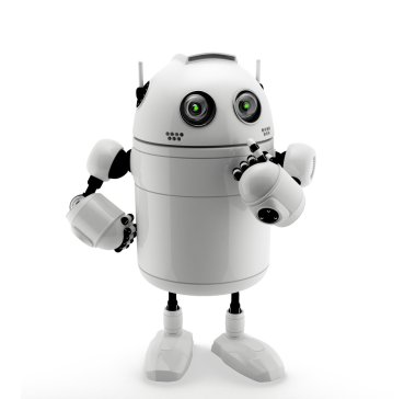Robot ayakta düşünme poz.