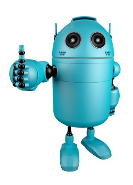 Mavi robot başparmak giving yukarıya.