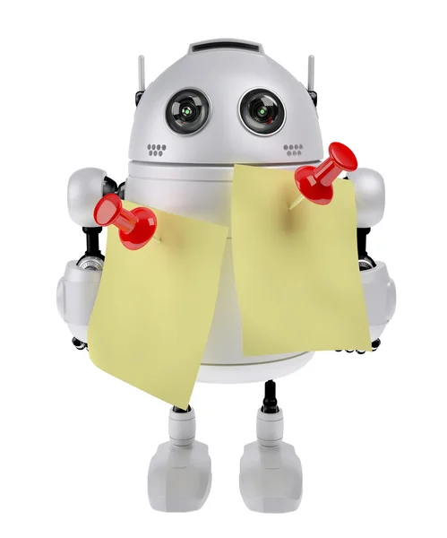 Ρομπότ με αυτοκόλλητο Σημείωση — Φωτογραφία Αρχείου