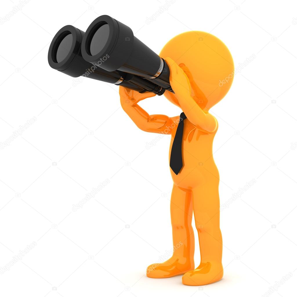 Cute orange character with binoculars