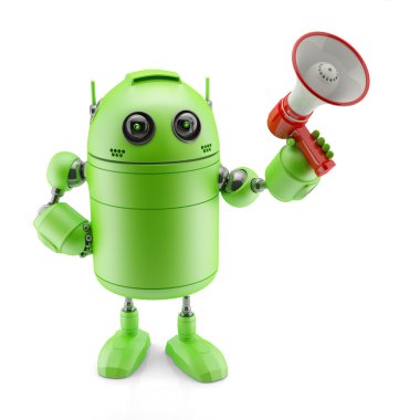 Android bir megafon ile
