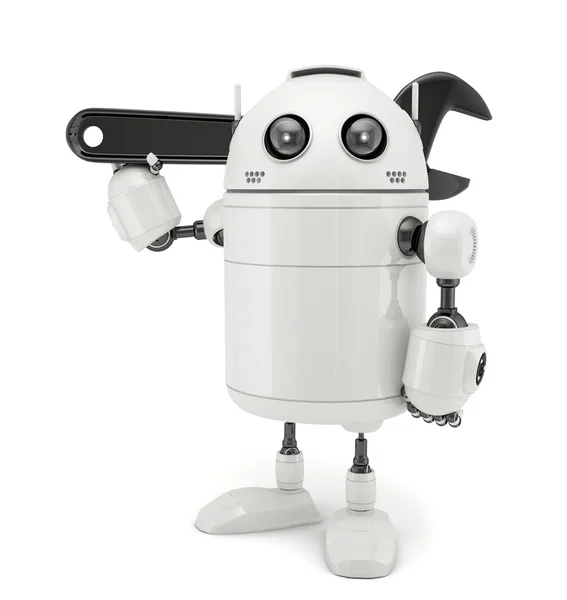 3D robot med skiftnyckel — Stockfoto