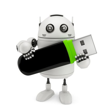 Robot holding usb flash sürücü